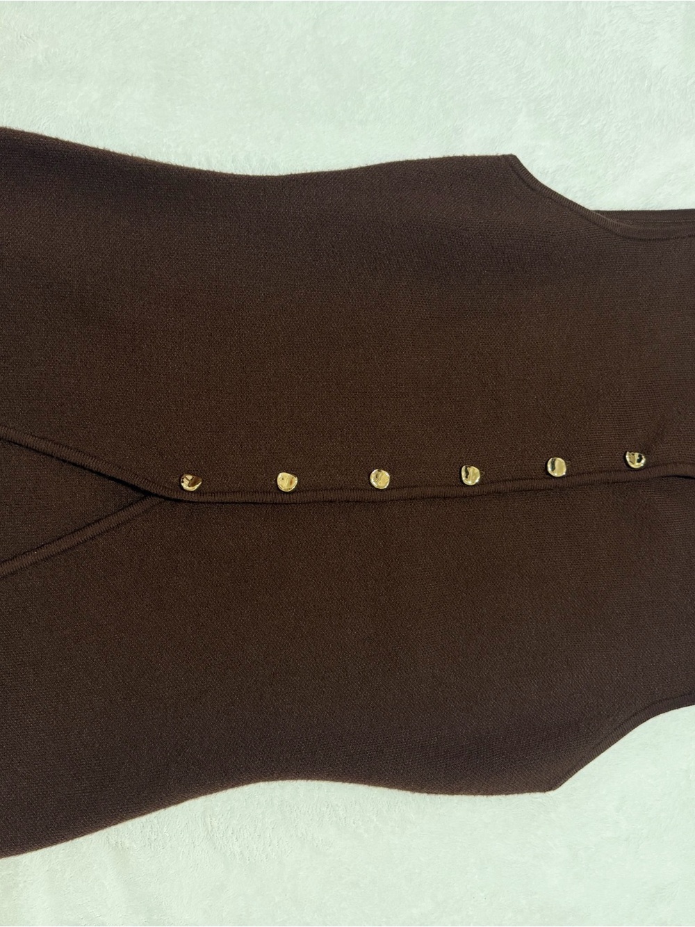 H&M Brown Button-Down Knit Top with Gold Accents